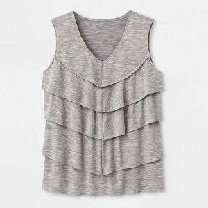 Faded Glory Gray Sleeveless Ruffle Top XXL (20)